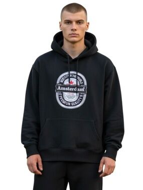 Amsterdam Designs Black Best City In The World Kangaroo Hoodie (L/XL)